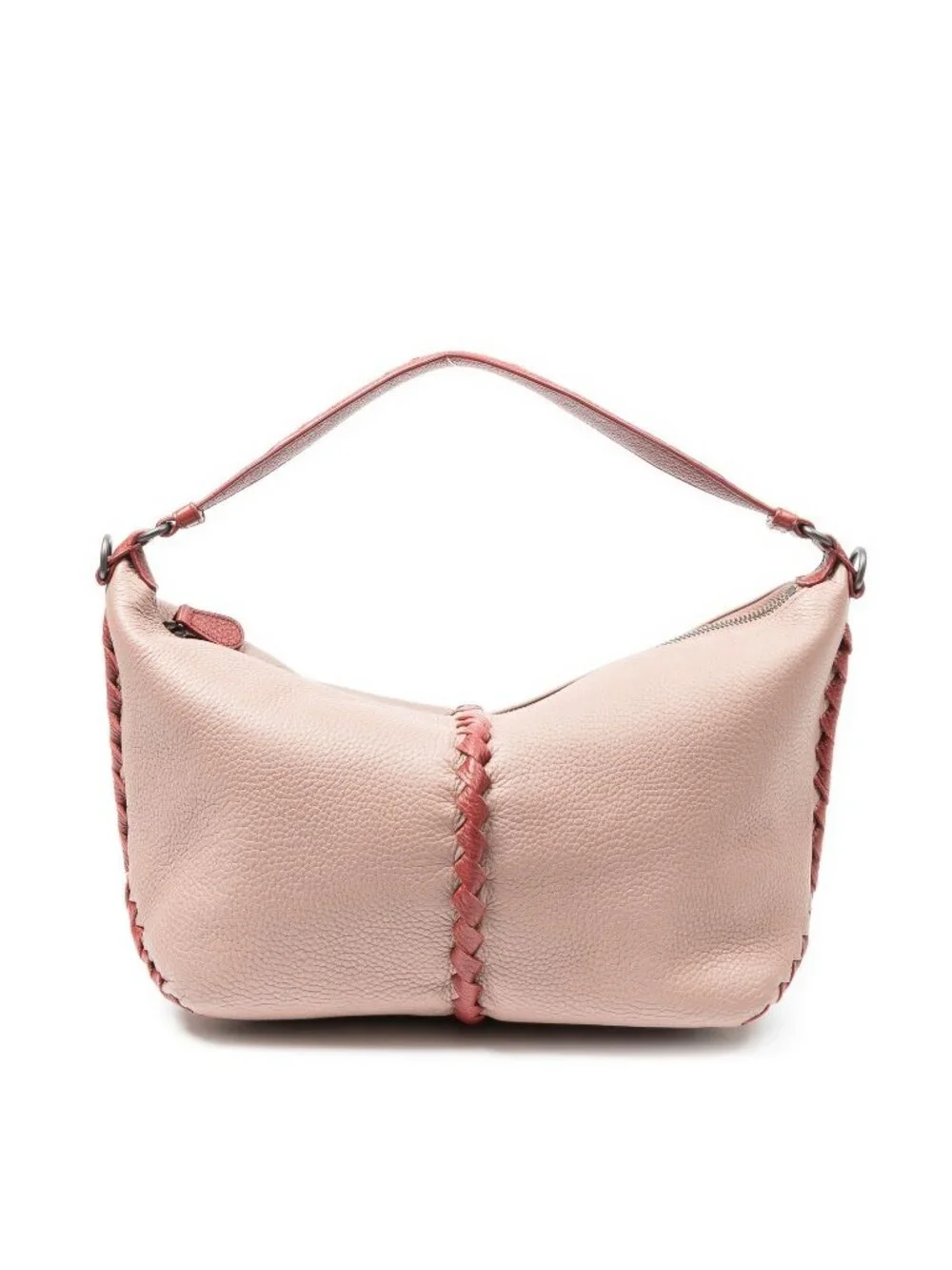 Bottega Veneta Shoulder Zip Hobo Pink Red Grain Calfskin Leather